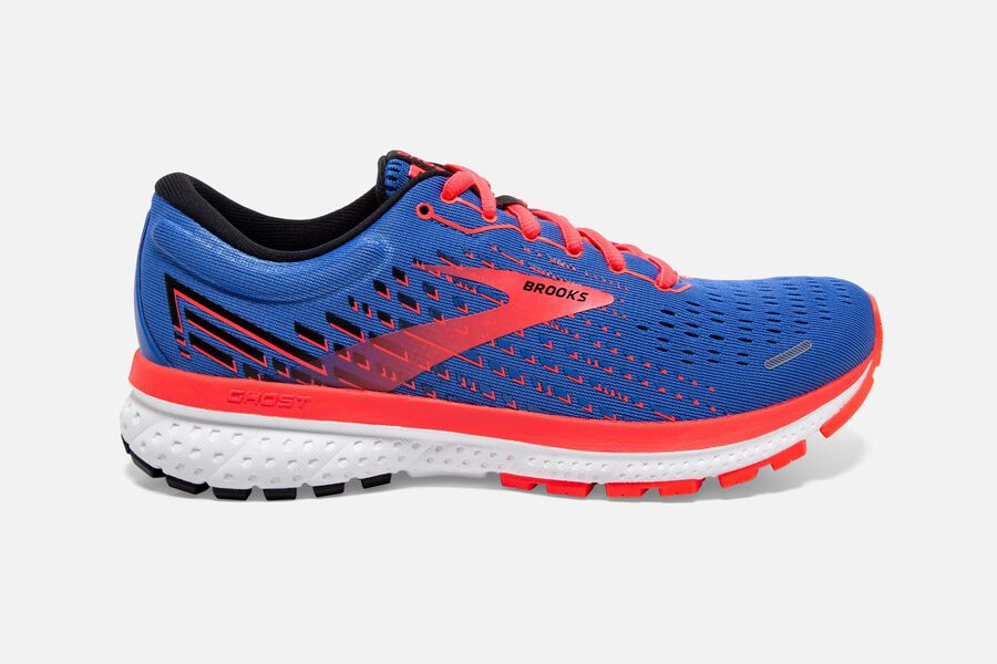 Brooks Ghost 13 Womens Australia - Road Running Shoes - Blue/Coral/White (424-DHUGT)